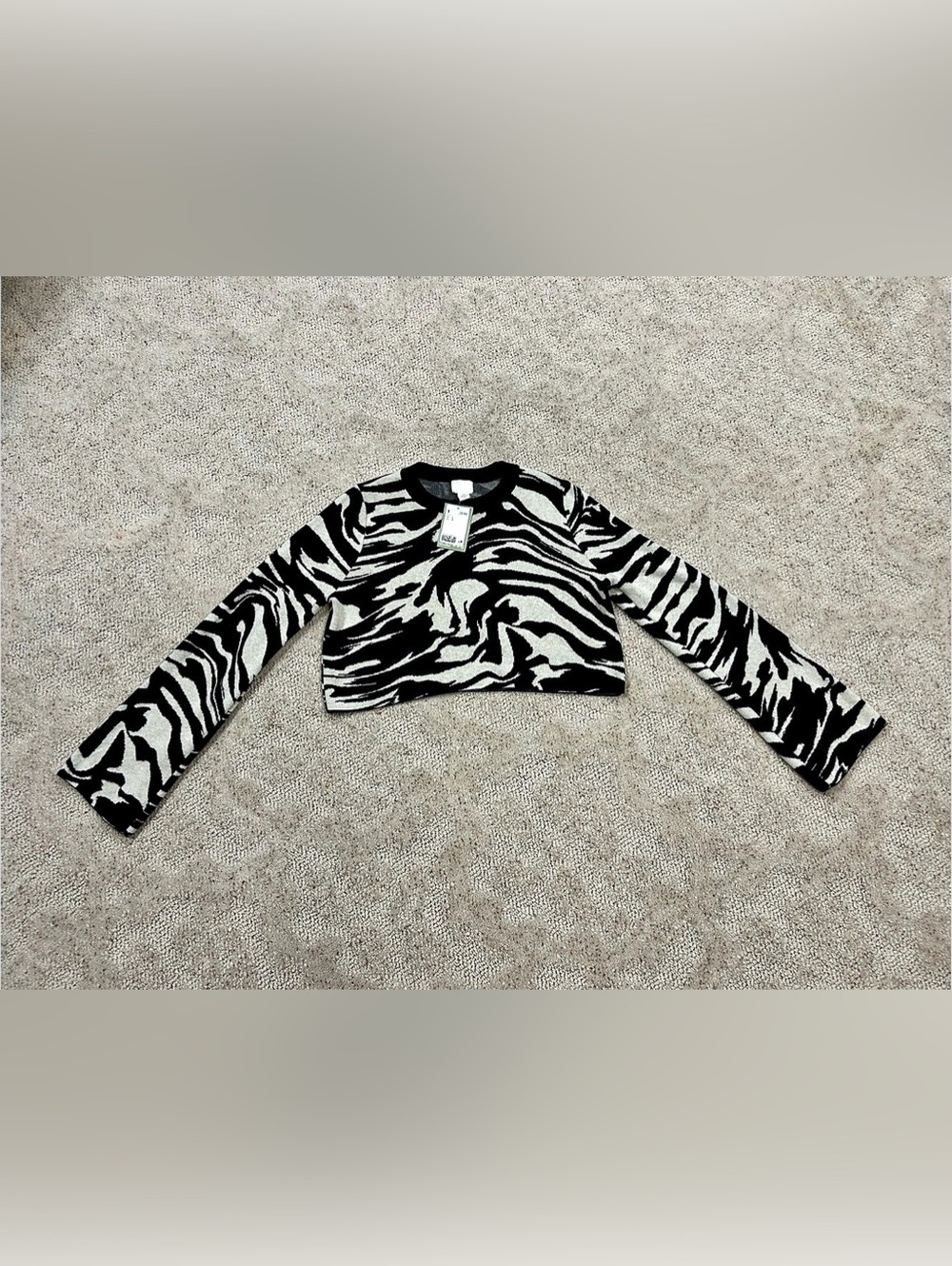 H&M Zebra Print Sweater in Black & White Size Large NWT